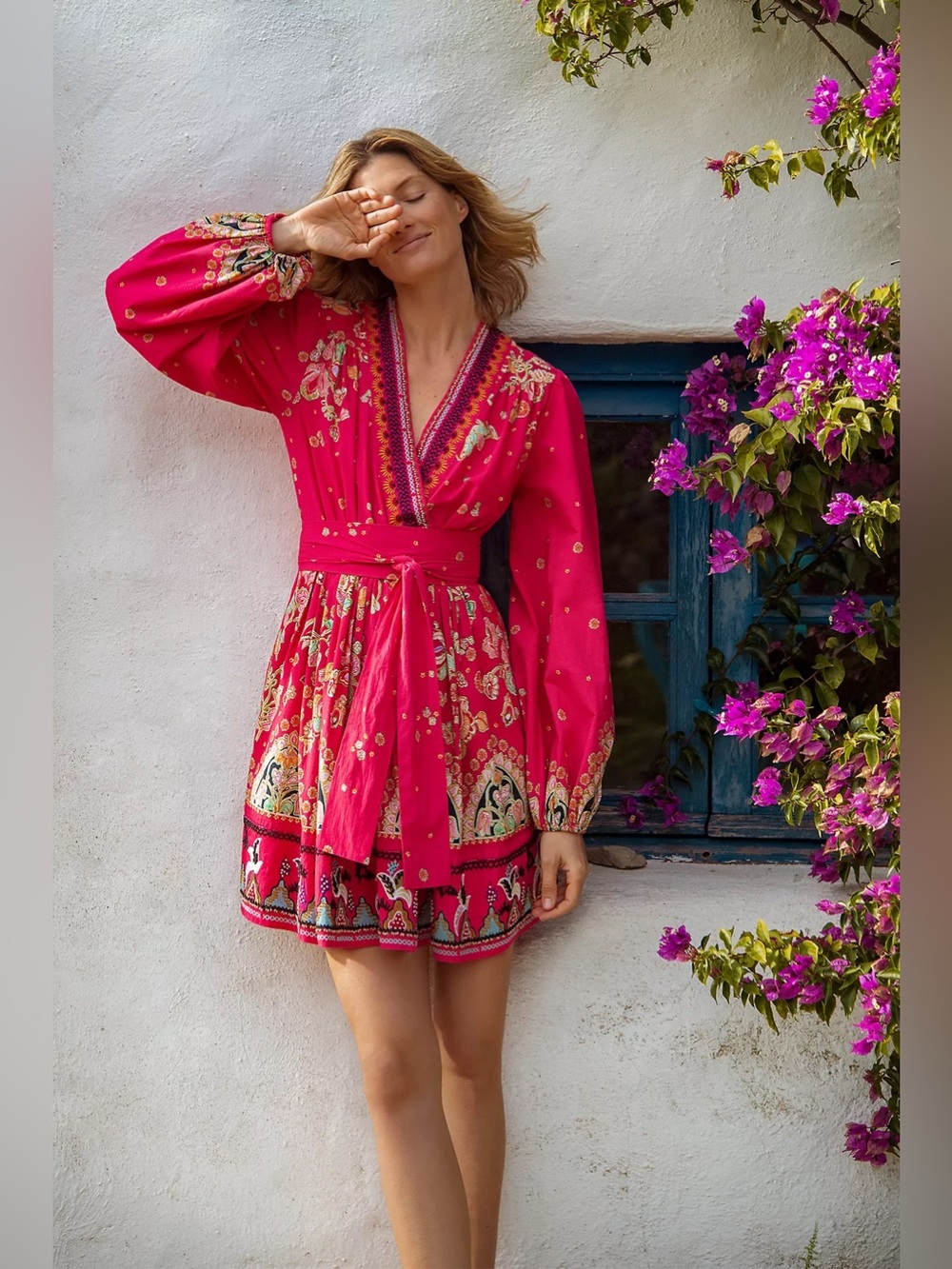 Anthropologie Raquel Embroidered Mini Dress Boho Floral Women’s Size XS Petite
